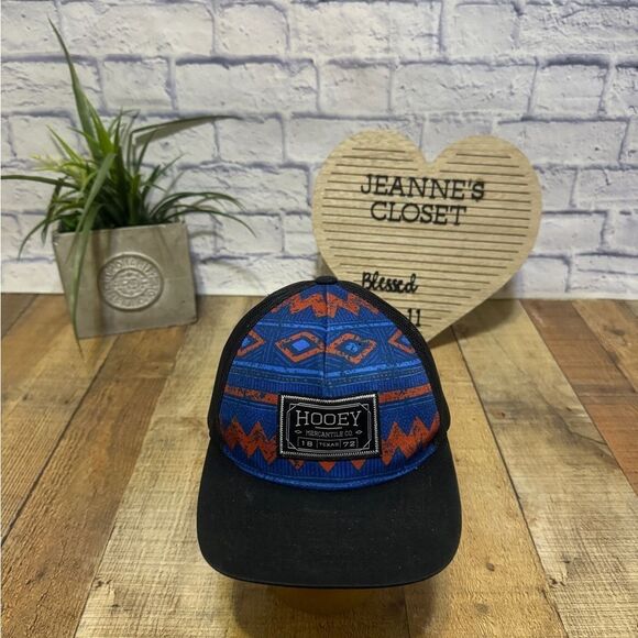 Hooey Men's "Doc" blue Black 5 Panel Trucker Cap - Picture 1 of 7